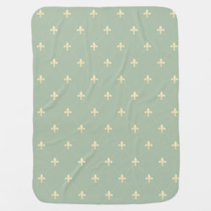 Gold Fleur-de-Lis Sage Baby Blanket