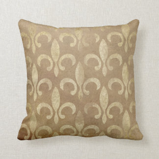 Gold Fleur de Lis Throw Pillow