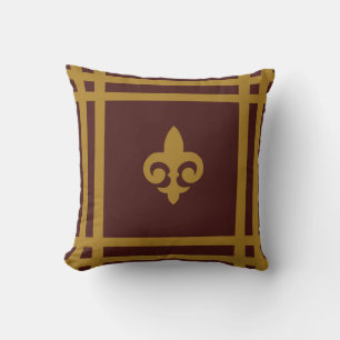 Gold Fleur-de-lis Throw Pillow