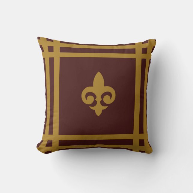 Gold Fleur-de-lis Throw Pillow (Front)