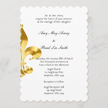 Gold Fleur De Lis Wedding Invitation by CreoleRose at Zazzle