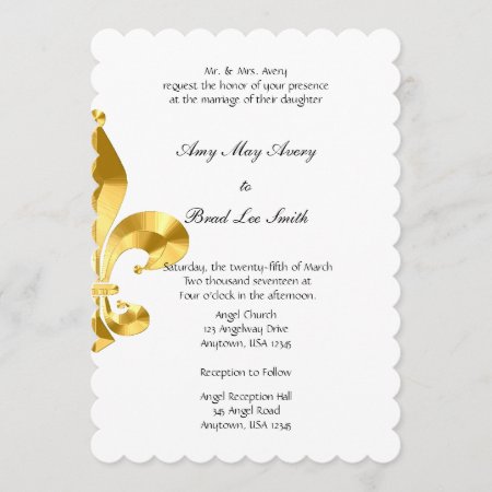Gold Fleur De Lis Wedding Invitation