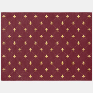 Gold Fleur-de-Lis Wine Red 12x9 Outdoor Rug