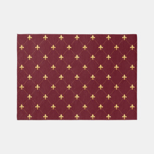 Gold Fleur-de-Lis Wine Red 7x5 Outdoor Rug