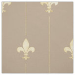 Gold Fleur-de-Lis with Lines Brown (large scale) Fabric