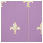 Gold Fleur-de-Lis with Lines Lilac (large scale) Fabric
