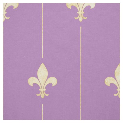 Gold Fleur-de-Lis with Lines Lilac (large scale) Fabric