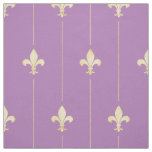 Gold Fleur-de-Lis with Lines Lilac (medium scale) Fabric