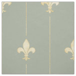 Gold Fleur-de-Lis with Lines Sage (large scale) Fabric