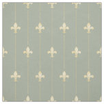 Gold Fleur-de-Lis with Lines Sage (small scale) Fabric