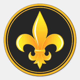 Gold Fleur De Lis with outter rim Classic Round Sticker