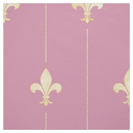 Gold Fleur-de-Lis with Pink (large scale) Fabric