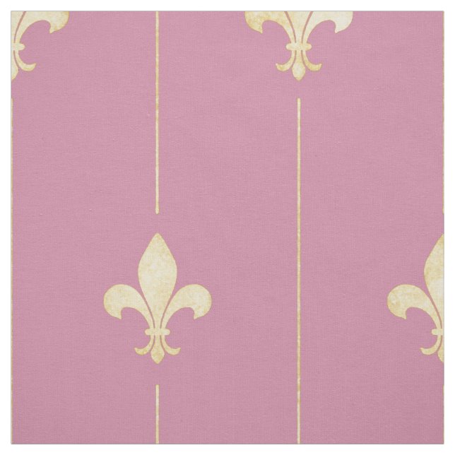 Gold Fleur-de-Lis with Pink (large scale) Fabric (Swatch)