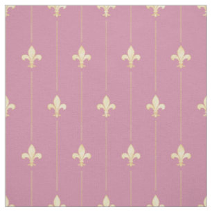 Gold Fleur-de-Lis with Pink (small scale) Fabric