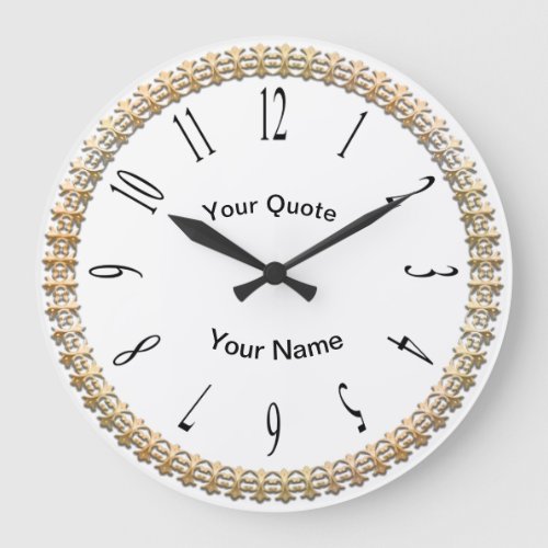 Gold Fleur De Lis with radiating Standard Numbers Large Clock