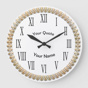 Gold Fleur De Lis with vertical Roman Numerals Large Clock