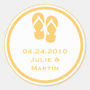 Gold flip flop thong wedding favor tag seal label