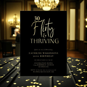 Gold Flirty Thriving 30th Birthday Foil Invitation