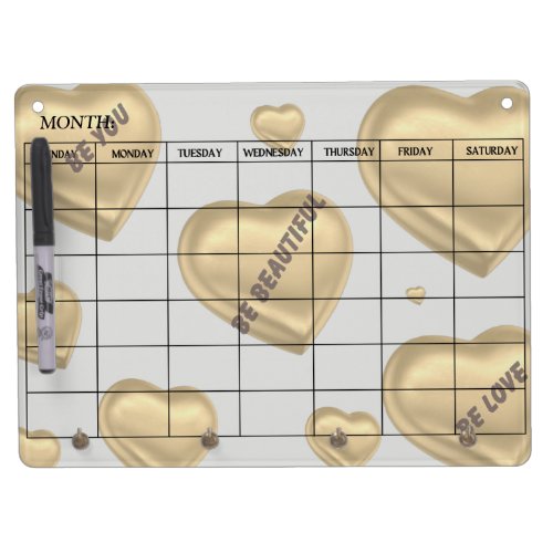 Gold Floating Hearts Dry Erase Board