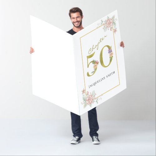 Gold Floral 50th Birthday Giant Card