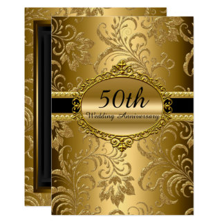 Gold Floral 50th Wedding Anniversary Invite