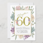 Gold Floral 60th Birthday Invitation (Front)