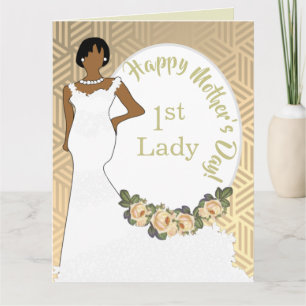 Gold Floral African American 1st Lady Mother's Day Card