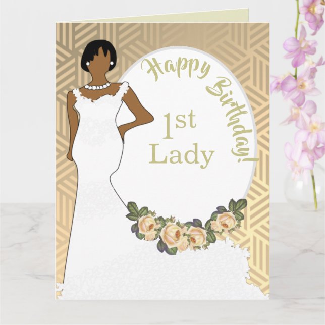 Gold Floral African American Birthday 1st Lady Card | Zazzle