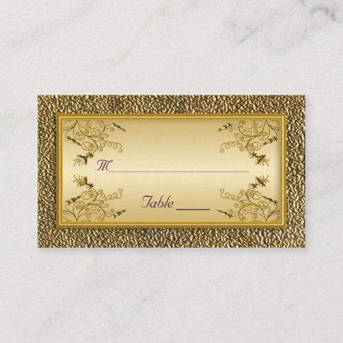 Gold Floral and Purple Placecards Business Card Template