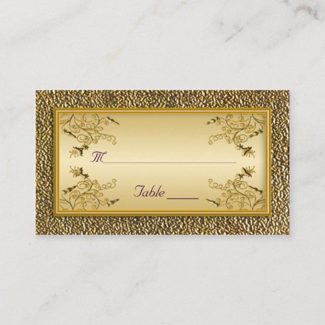 Gold Floral and Purple Placecards (Front)