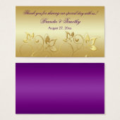 Gold Floral and Purple Wedding Favor Tag (Front & Back)