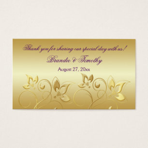Gold Floral and Purple Wedding Favor Tag