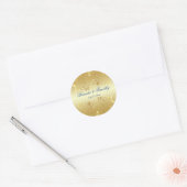 Gold Floral and Royal Blue 1.5" Round Sticker (Envelope)