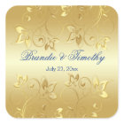 Gold Floral and Royal Blue 1.5" Round Sticker