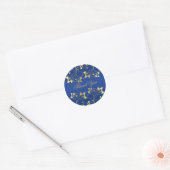 Gold Floral and Royal Blue 1.5" Round Sticker (Envelope)
