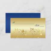Gold Floral and Royal Blue Placecards (Front/Back)