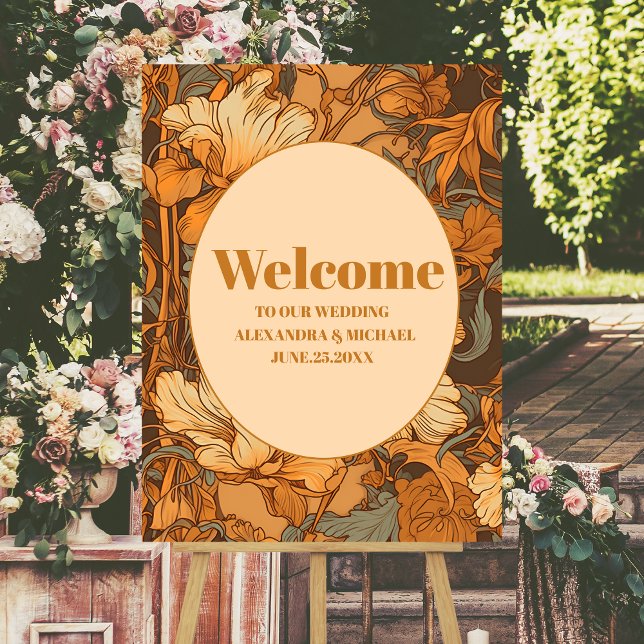 Gold Floral Art Nouveau Wedding Foam Board (Creator Uploaded)