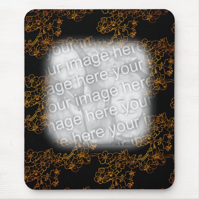 Gold Floral Art Your Photo Frame Mouse Pad (Front)