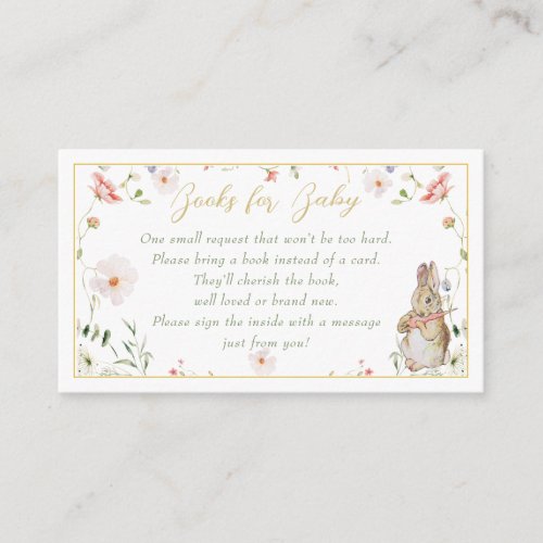 Gold Floral Baby Bunny Baby Shower Enclosure Card