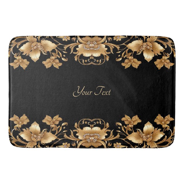 Gold Floral Bath Mat (Front)