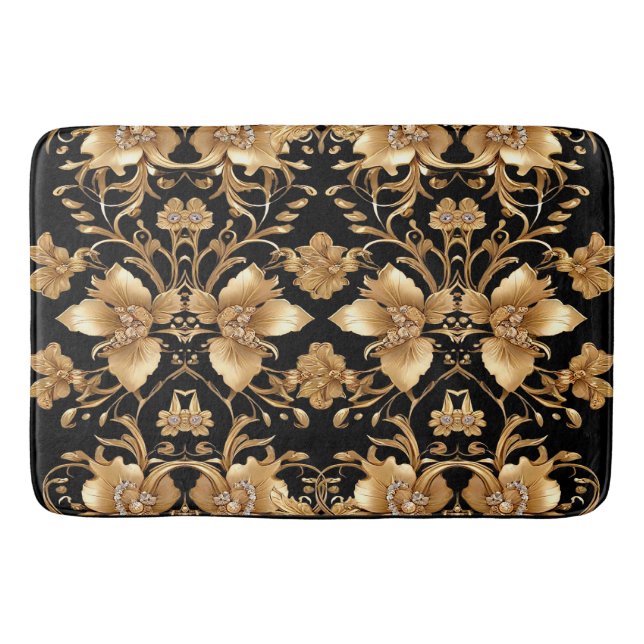 Gold Floral Bath Mat (Front)