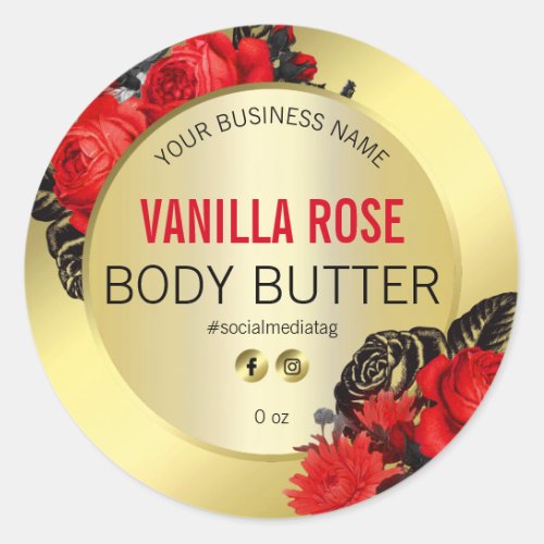 Gold Floral Body Butter Labels