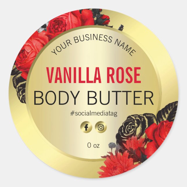 Gold Floral Body Butter Labels (Front)