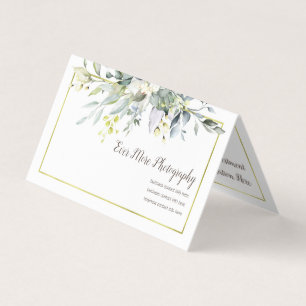Gold Floral Boho Folded Business Card