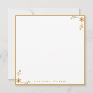 Gold Floral Border Note Card