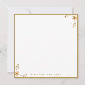 Gold Floral Border Note Card