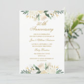 Gold Floral Botanical 50th Wedding Anniversary Invitation (Standing Front)