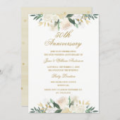 Gold Floral Botanical 50th Wedding Anniversary Invitation (Front/Back)