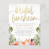 Gold Floral Bridal Luncheon Bridal Shower Invitation Postcard (Front)