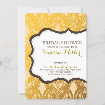 Gold Floral Bridal Shower Birthday Invitations by ThreeFoursDesign at Zazzle